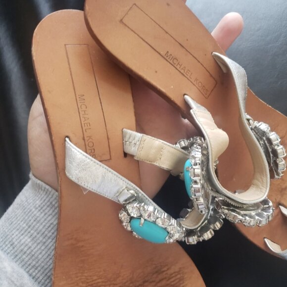 Mi hael Kors Elegant Turquoise and Silver Womens Sandals - Picture 7 of 10